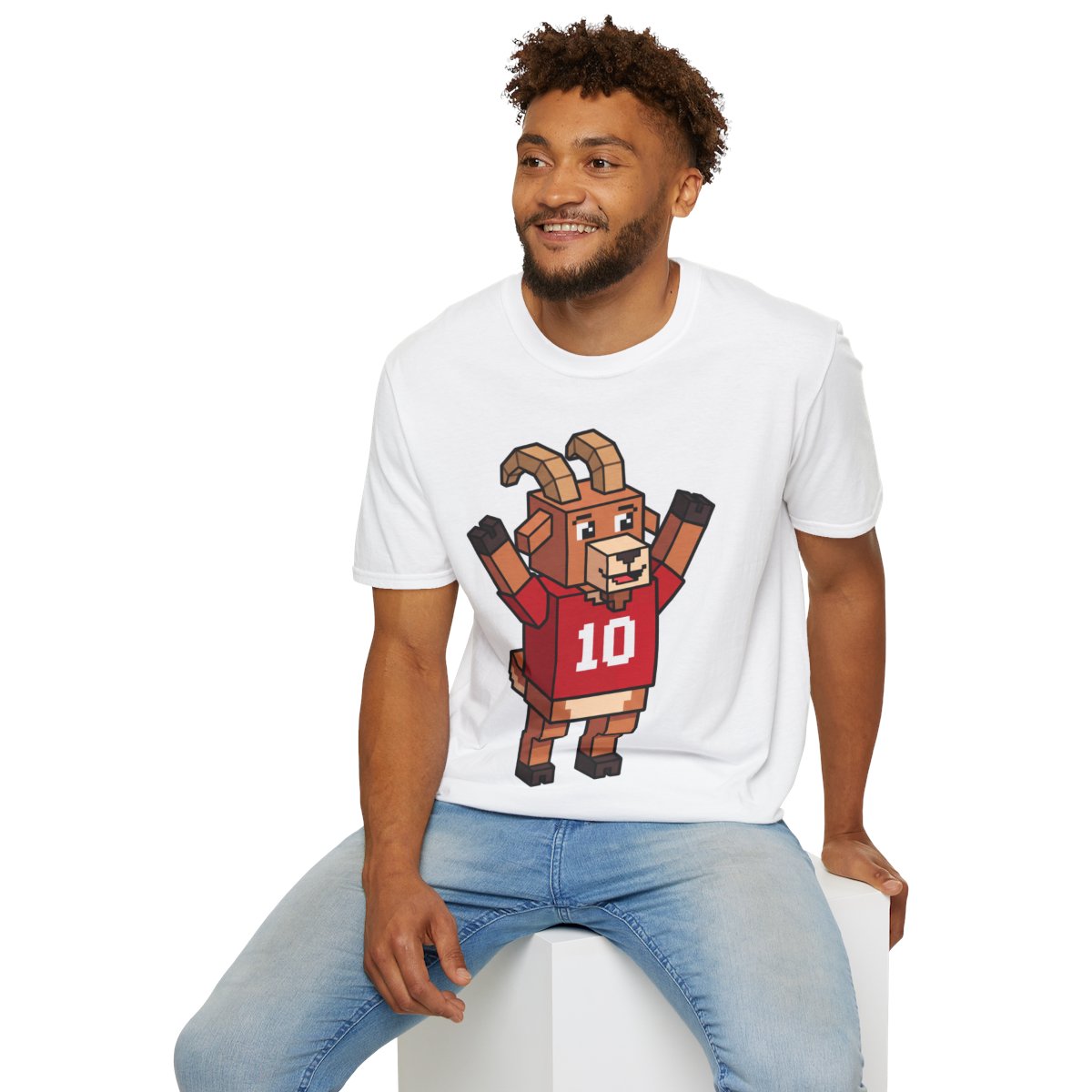 Someone wearing the Number 10 Goat tee